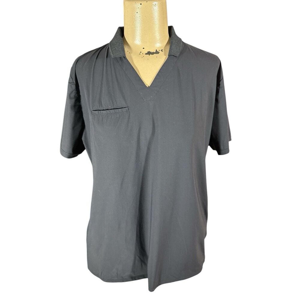 Grey's Anatomy Edge Scrub Top Womens Medium Black Short Sleeve